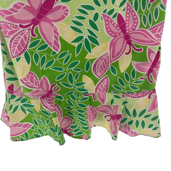 Lilly Pulitzer Dress Girls 8 Green Pink Floral Hawaiian Sundress Resort Vintage - Picture 7 of 14